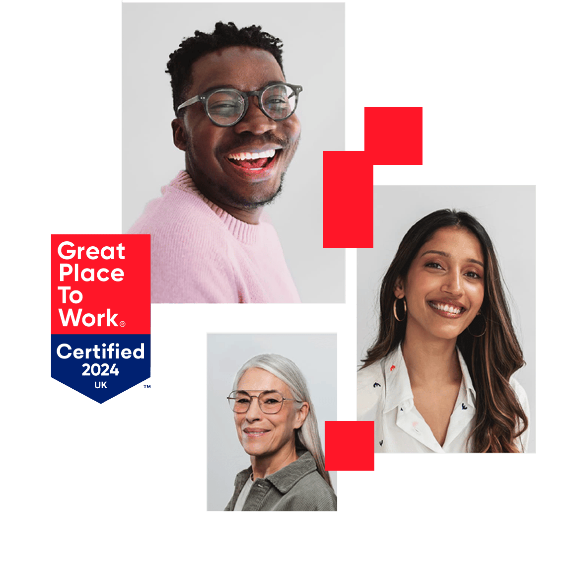 2024 Great Place to Work Certification image with faces of happy employees of various genders, ages, and ethnicities