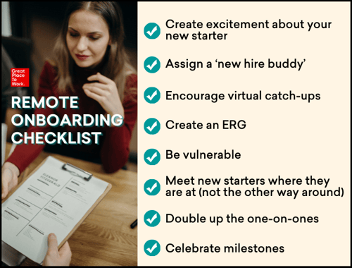 woman-reading-remote-onbarding-checklist-clipboard